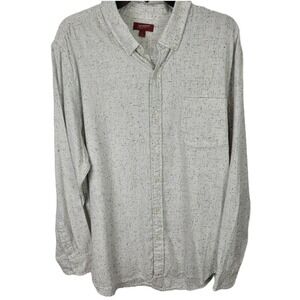 Arizona Casual Dress Shirt Mens Size XL White Black Button Down Long Sleeve